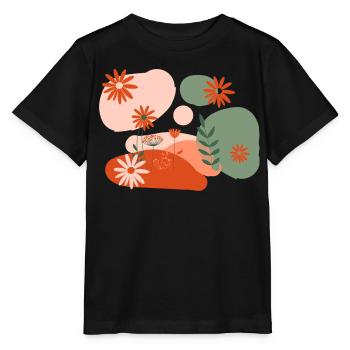 floral illustrations, plants, terracotta, eco - Stanley/Stella MINI CREATOR Kids’ T-Shirt - black - Front - Mikhail (115cm)