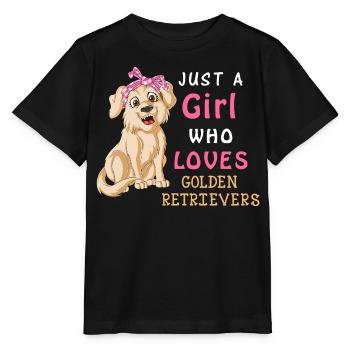Golden Retriever Girl Love - T-shirt bio MINI CREATOR Stanley/Stella Enfant - noir - Devant - Mikhail (115cm)
