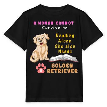 Golden Retriever Reading Quote for women and girls - Stanley/Stella MINI CREATOR Kids’ T-Shirt - black - Front - Mikhail (115cm)