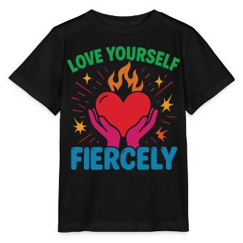 Liebe Dich Selbst Heftig Achtsamkeit Affirmation - Stanley/Stella Kinder T-Shirt MINI CREATOR  - Schwarz - Vorne - Mikhail (115cm)
