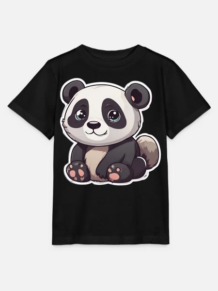 Süßer Panda mit großen Augen - Stanley/Stella Kinder T-Shirt MINI CREATOR - Schwarz