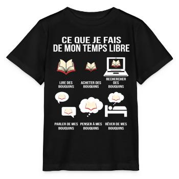 Ce que je fais de mon temps libre Bouquins Addict - T-shirt bio MINI CREATOR Stanley/Stella Enfant - noir - Devant - Mikhail (115cm)