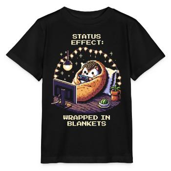 Status: Eingekuschelt in Decken - Stanley/Stella Kinder T-Shirt MINI CREATOR  - Schwarz - Vorne - Mikhail (115cm)