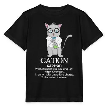 Verspieltes akademisches Katzen-T-Shirt - Stanley/Stella Kinder T-Shirt MINI CREATOR  - Schwarz - Vorne - Mikhail (115cm)