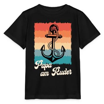 Zukünftiger Vater PAPA AM RUDER Retro Lustig - Stanley/Stella Kinder T-Shirt MINI CREATOR  - Schwarz - Vorne - Mikhail (115cm)