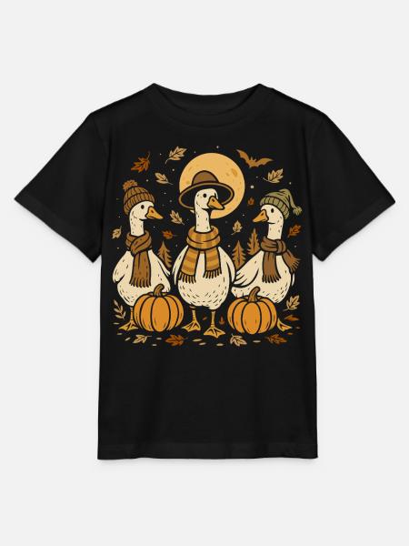 Herbst Gänse mit Kürbissen und Mützen - Stanley/Stella Kinder T-Shirt MINI CREATOR - Schwarz