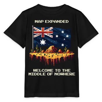 Map extended: Middle of Nowhere | Outback - Stanley/Stella MINI CREATOR Kids’ T-Shirt - black - Front - Mikhail (115cm)