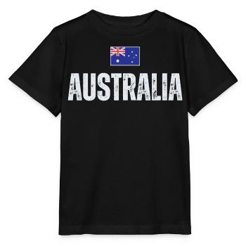 Flag Australia, j’adore l’Australie - T-shirt bio MINI CREATOR Stanley/Stella Enfant - noir - Devant - Mikhail (115cm)