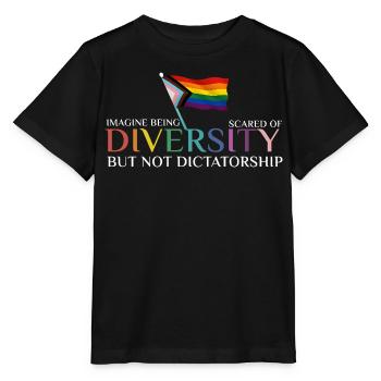 Bunte Regenbogenfahne Diversität - Stanley/Stella Kinder T-Shirt MINI CREATOR  - Schwarz - Vorne - Mikhail (115cm)