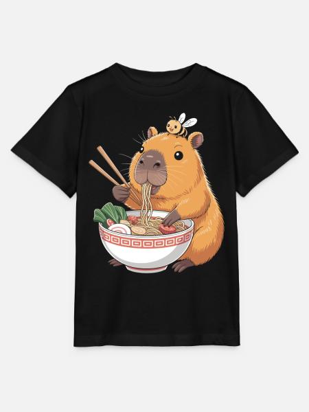 Capybara Ramen Kawaii Mit Biene - Stanley/Stella Kinder T-Shirt MINI CREATOR  - Schwarz