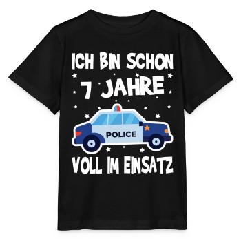 7 Geburtstag Polizei Geschenk Junge 7 Jahre - Stanley/Stella Kinder T-Shirt MINI CREATOR  - Schwarz - Vorne - Mikhail (115cm)