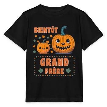 Soon Big Brother Halloween Newborn Gift - Stanley/Stella MINI CREATOR Kids’ T-Shirt - black - Front - Mikhail (115cm)