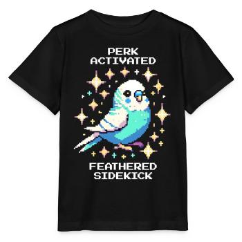 Perk aktiv: Gefiederter Sidekick | Wellensittich - Stanley/Stella Kinder T-Shirt MINI CREATOR  - Schwarz - Vorne - Mikhail (115cm)