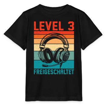 Niveau 3 du joueur pour les garçons du 3e anniversaire débloqué - T-shirt bio MINI CREATOR Stanley/Stella Enfant - noir - Devant - Mikhail (115cm)