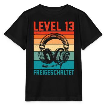 13. Geburtstag Jungen Gamer Level 13 Unlocked - Stanley/Stella Kinder T-Shirt MINI CREATOR  - Schwarz - Vorne - Mikhail (115cm)