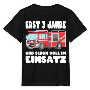 3 Geburtstag Feuerwehr Geschenk Junge 3 Jahre - Stanley/Stella Kinder T-Shirt MINI CREATOR  - Schwarz - Vorne - Mikhail (115cm)