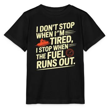 Funny Jetski Fuel Runs Out  - Stanley/Stella Kinder T-Shirt MINI CREATOR  - Schwarz - Vorne - Mikhail (115cm)
