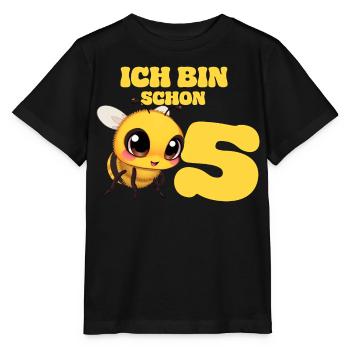 5. Geburtstag Biene Kinder Kindergeburtstag  - Stanley/Stella Kinder T-Shirt MINI CREATOR  - Schwarz - Vorne - Mikhail (115cm)