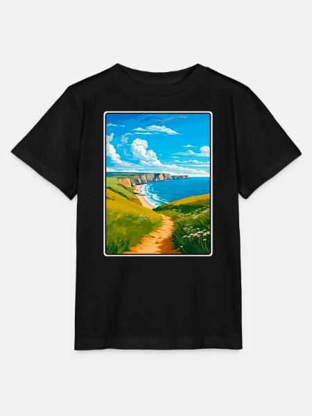 Pembrokeshire Wales Reiseplakat Stadtbild WPA - Stanley/Stella Kinder T-Shirt MINI CREATOR - Schwarz