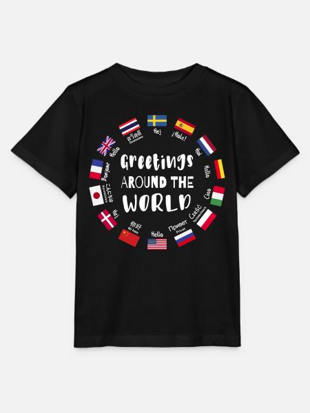 Grüße aus aller Welt, Hallo in allen Sprachen - Stanley/Stella Kinder T-Shirt MINI CREATOR  - Schwarz