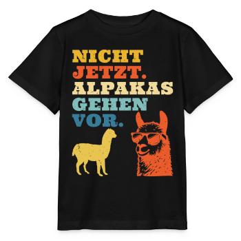 Fan d'alpagas PAS MAINTENANT LES ALPAGAS AVANT TOUT Drôle - T-shirt bio MINI CREATOR Stanley/Stella Enfant - noir - Devant - Mikhail (115cm)