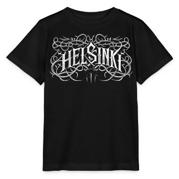 Typographie Helsinki Heavy Metal Headbanger - T-shirt bio MINI CREATOR Stanley/Stella Enfant - noir - Devant - Mikhail (115cm)
