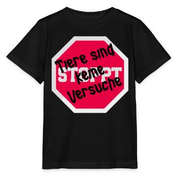 Tierversuch TIERE SIND KEINE VERSUCHE LUSTIG - Stanley/Stella Kinder T-Shirt MINI CREATOR  - Schwarz - Vorne - Mikhail (115cm)