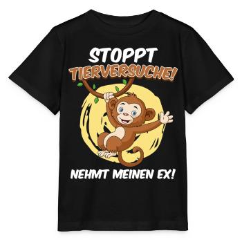Tierschutz STOPPT TIERVERSUCHE NEHMT MEINEN EX - Stanley/Stella Kinder T-Shirt MINI CREATOR  - Schwarz - Vorne - Mikhail (115cm)