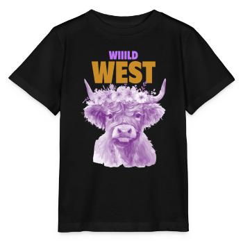 WILD WEST COW VIOLET - Stanley/Stella MINI CREATOR Kids’ T-Shirt - black - Front - Mikhail (115cm)