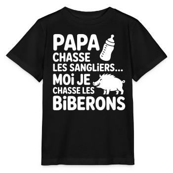 Lustiger Baby-Bodysuit – Papa jagt, ich auch! - Stanley/Stella Kinder T-Shirt MINI CREATOR  - Schwarz - Vorne - Mikhail (115cm)