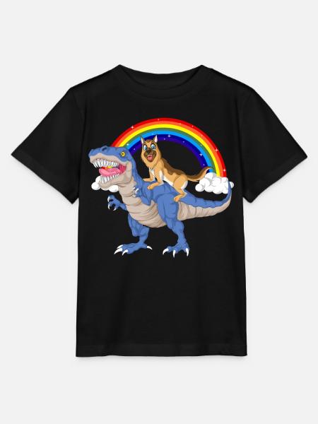 Deutscher Schäferhund-Dinosaurier-Ritt - Stanley/Stella Kinder T-Shirt MINI CREATOR  - Schwarz