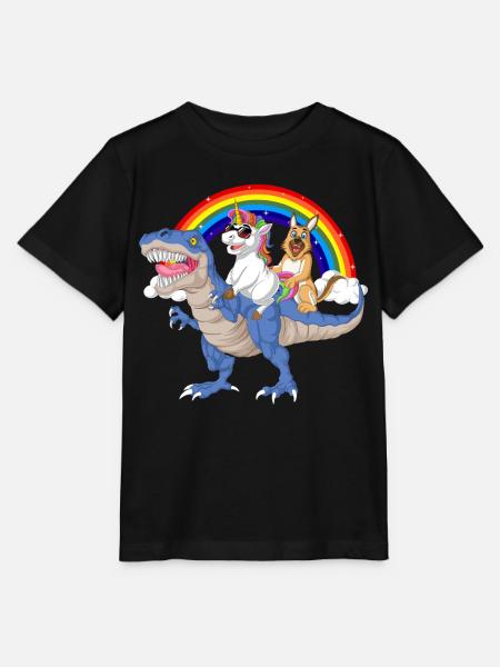 Deutscher Schäferhund Einhorn Abenteuer - Stanley/Stella Kinder T-Shirt MINI CREATOR - Schwarz