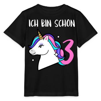 3rd Birthday Unicorn - Stanley/Stella MINI CREATOR Kids’ T-Shirt - black - Front - Mikhail (115cm)