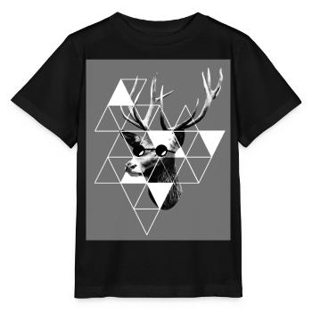 Tête de cerf - Cerf - Hipster - T-shirt bio MINI CREATOR Stanley/Stella Enfant - noir - Devant - Mikhail (115cm)