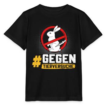 Tierschutz STOPPT TIERVERSUCHE GEGEN VERSUCHE - Stanley/Stella Kinder T-Shirt MINI CREATOR  - Schwarz - Vorne - Mikhail (115cm)