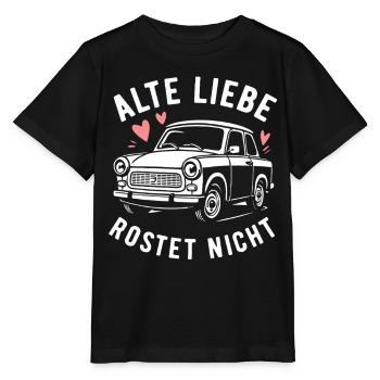 Old love doesn't rust - Trabi - Kultauto DDR - Stanley/Stella MINI CREATOR Kids’ T-Shirt - black - Front - Mikhail (115cm)