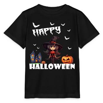 Halloween sorcière citrouille chauve-souris design - T-shirt bio MINI CREATOR Stanley/Stella Enfant - noir - Devant - Mikhail (115cm)