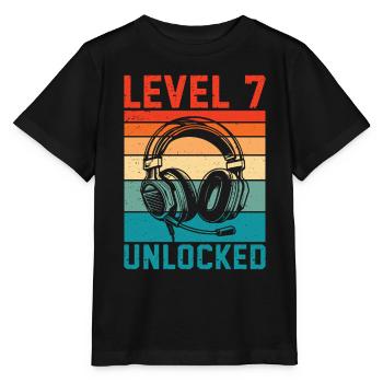 Kind 7 Jahre alt Level 7 freigeschaltet, 7. Geburtstag - Stanley/Stella Kinder T-Shirt MINI CREATOR  - Schwarz - Vorne - Mikhail (115cm)