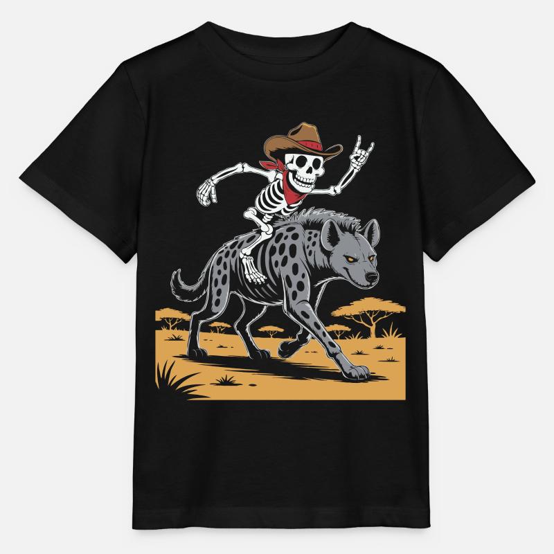 Skelett auf Hyäne im Wildwest-Stil - Stanley/Stella Kinder T-Shirt MINI CREATOR  - Schwarz