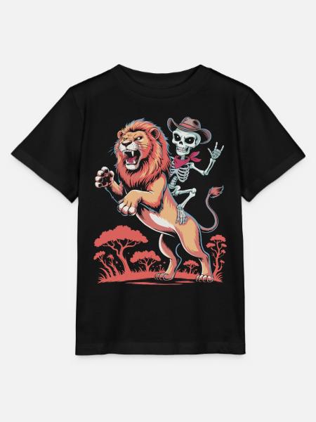 Cavaliere Leone con Teschio e Sella - Maglietta per bambini MINI CREATOR di Stanley/Stella - nero