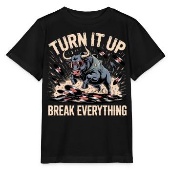 Turn It Up Vinyl Bull - Stanley/Stella MINI CREATOR Kids’ T-Shirt - black - Front - Mikhail (115cm)