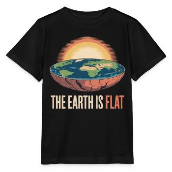 Die Erde ist eine Scheibe Humorvolle Theorie - Stanley/Stella Kinder T-Shirt MINI CREATOR  - Schwarz - Vorne - Mikhail (115cm)