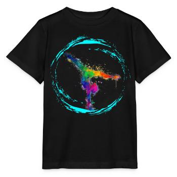 Aquarellierter Turntänzer auf buntem Hintergrund - Stanley/Stella Kinder T-Shirt MINI CREATOR  - Schwarz - Vorne - Mikhail (115cm)