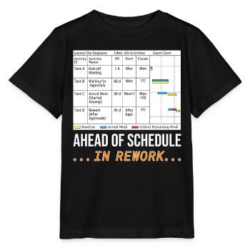 En avance sur le calendrier... En rework (Funny Gantt Chart) - T-shirt bio MINI CREATOR Stanley/Stella Enfant - noir - Devant - Mikhail (115cm)