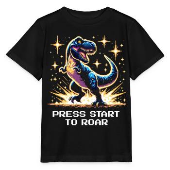 Start drücken zum Brüllen | Dinosaurier, Retro - Stanley/Stella Kinder T-Shirt MINI CREATOR  - Schwarz - Vorne - Mikhail (115cm)