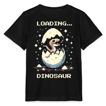Charges... Dinosaure | Rétro Dino Pixel Art - T-shirt bio MINI CREATOR Stanley/Stella Enfant - noir - Devant - Mikhail (115cm)
