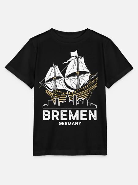 Historische Bremer Hansekogge & Skyline - Stanley/Stella Kinder T-Shirt MINI CREATOR - Schwarz