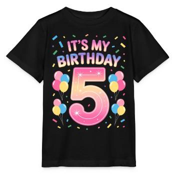 It's My Birthday Kids Birthday 5 Years Girl - Stanley/Stella MINI CREATOR Kids’ T-Shirt - black - Front - Mikhail (115cm)