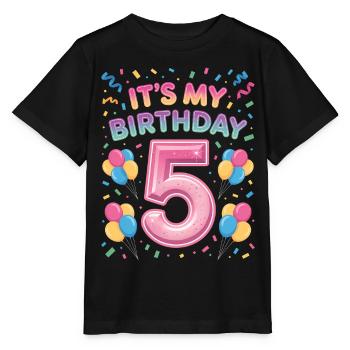 5 Years Girl It's My Birthday Kids Birthday - Stanley/Stella MINI CREATOR Kids’ T-Shirt - black - Front - Mikhail (115cm)