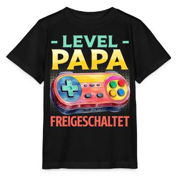 Dad-to-be LEVEL DAD UNLOCKED Funny - Stanley/Stella MINI CREATOR Kids’ T-Shirt - black - Front - Mikhail (115cm)